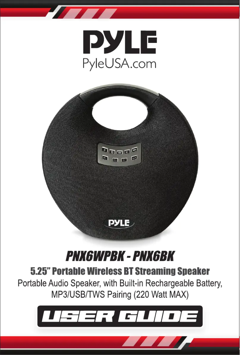 Page 1 de la notice Manuel utilisateur Pyle PNX6WPBK