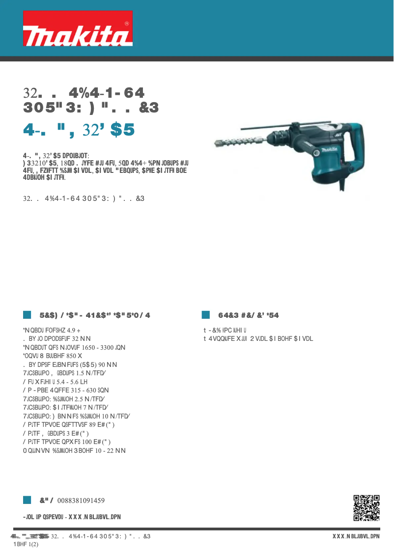Page 1 de la notice Fiche technique Makita S-MAK32FCT