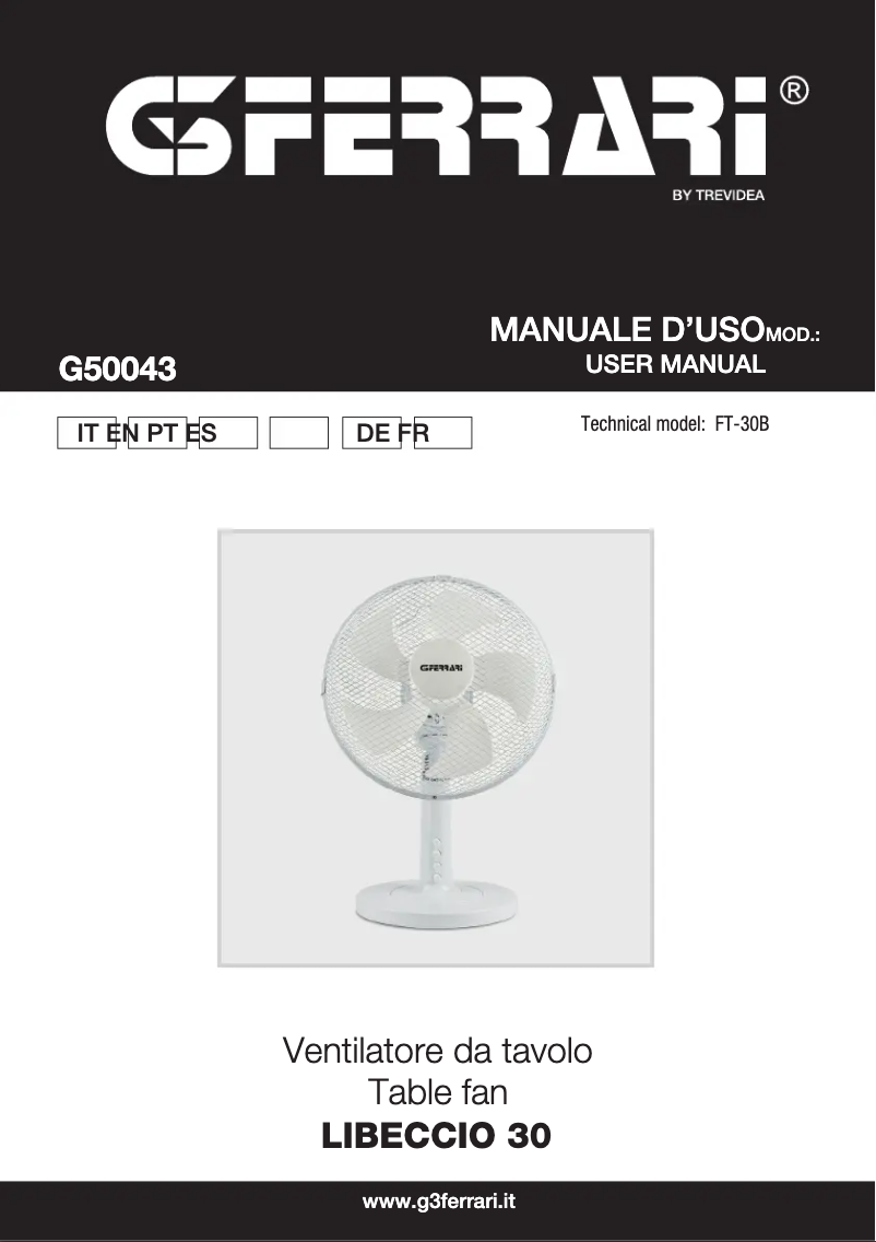 Page 1 de la notice Manuel utilisateur G3 Ferrari Libeccio 30 G50043