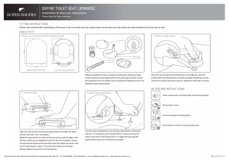 Page n°1 - Manuel utilisateur Roper Rhodes Note