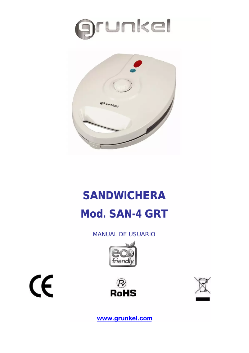 Page 1 de la notice Manuel utilisateur Grunkel SAN-4GRT