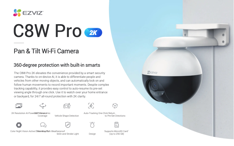 Page 1 de la notice Fiche technique EZVIZ C8W