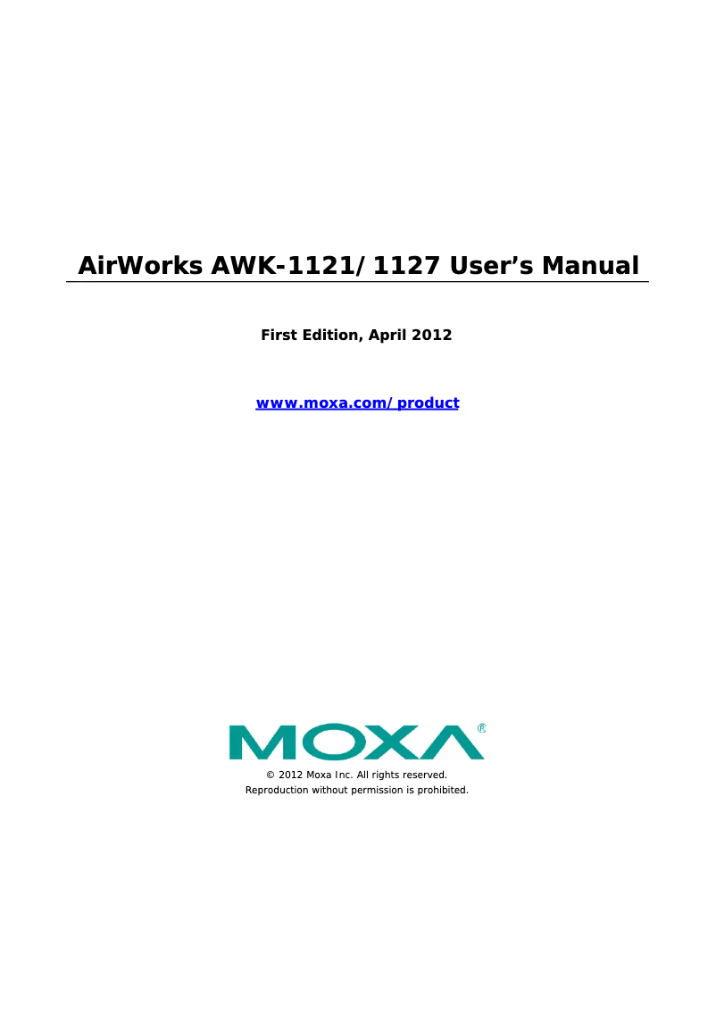 Page n°1 - Manuel utilisateur Moxa AWK-1127