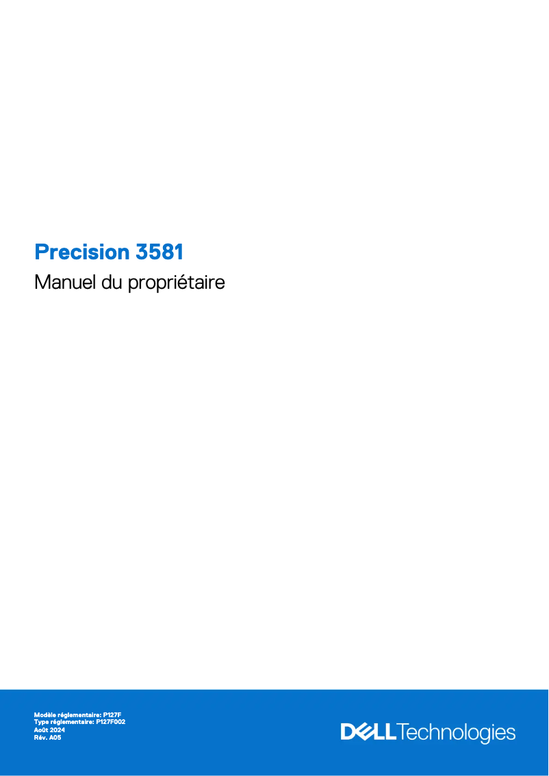 Page 1 de la notice Manuel utilisateur Dell Precision 3581
