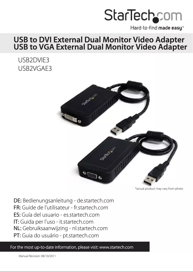 Page n°1 - Manuel utilisateur StarTech.com USB2DVIE3