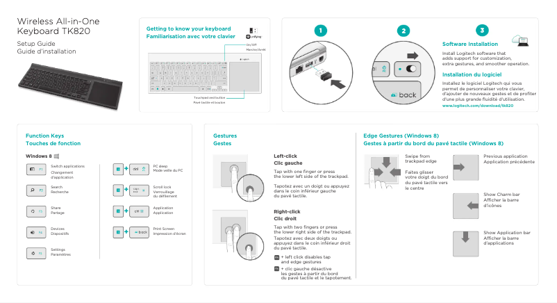 Page 1 de la notice Manuel utilisateur Logitech TK820