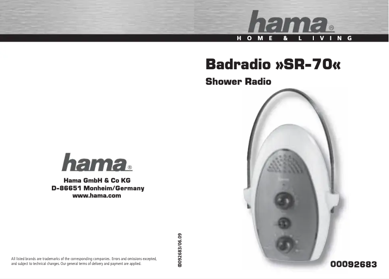 Page 1 de la notice Manuel utilisateur Hama SR-70