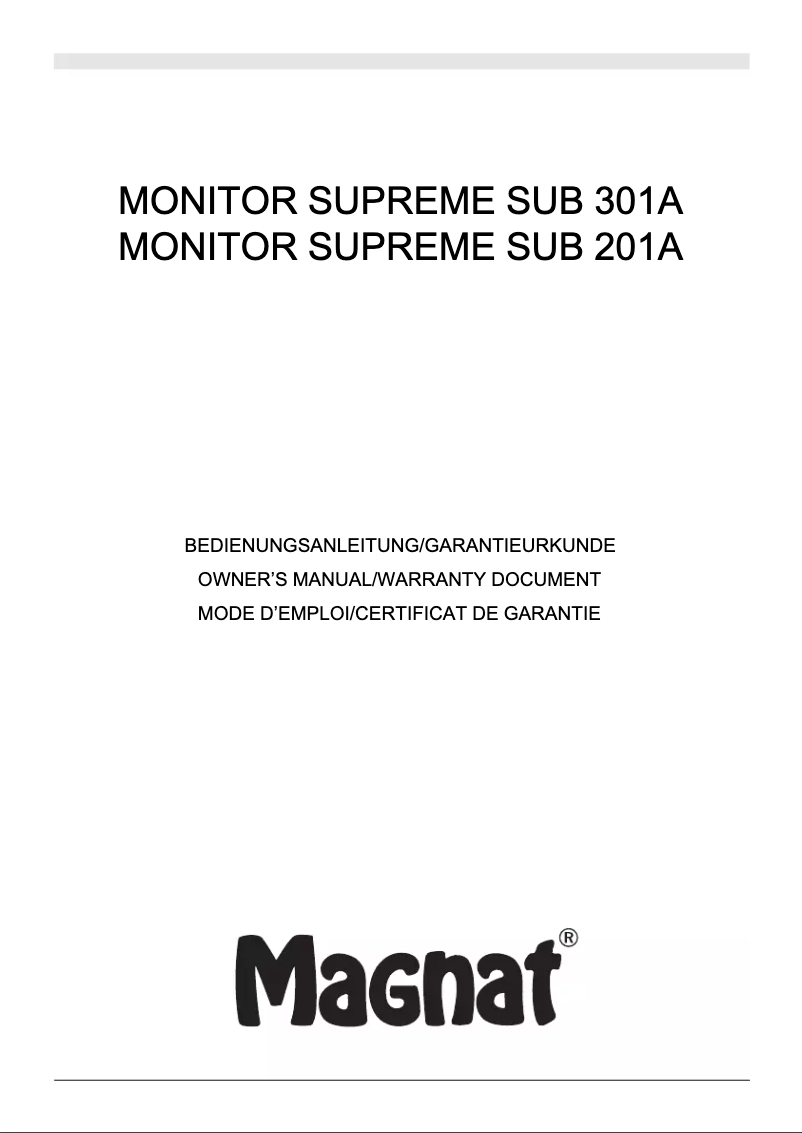 Image de la première page du manuel de l'appareil Monitor Supreme Sub 201A