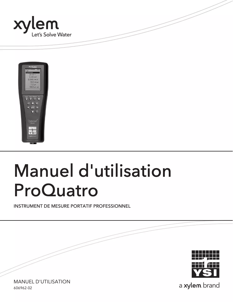 Page 1 de la notice Manuel utilisateur YSI ProQuatro