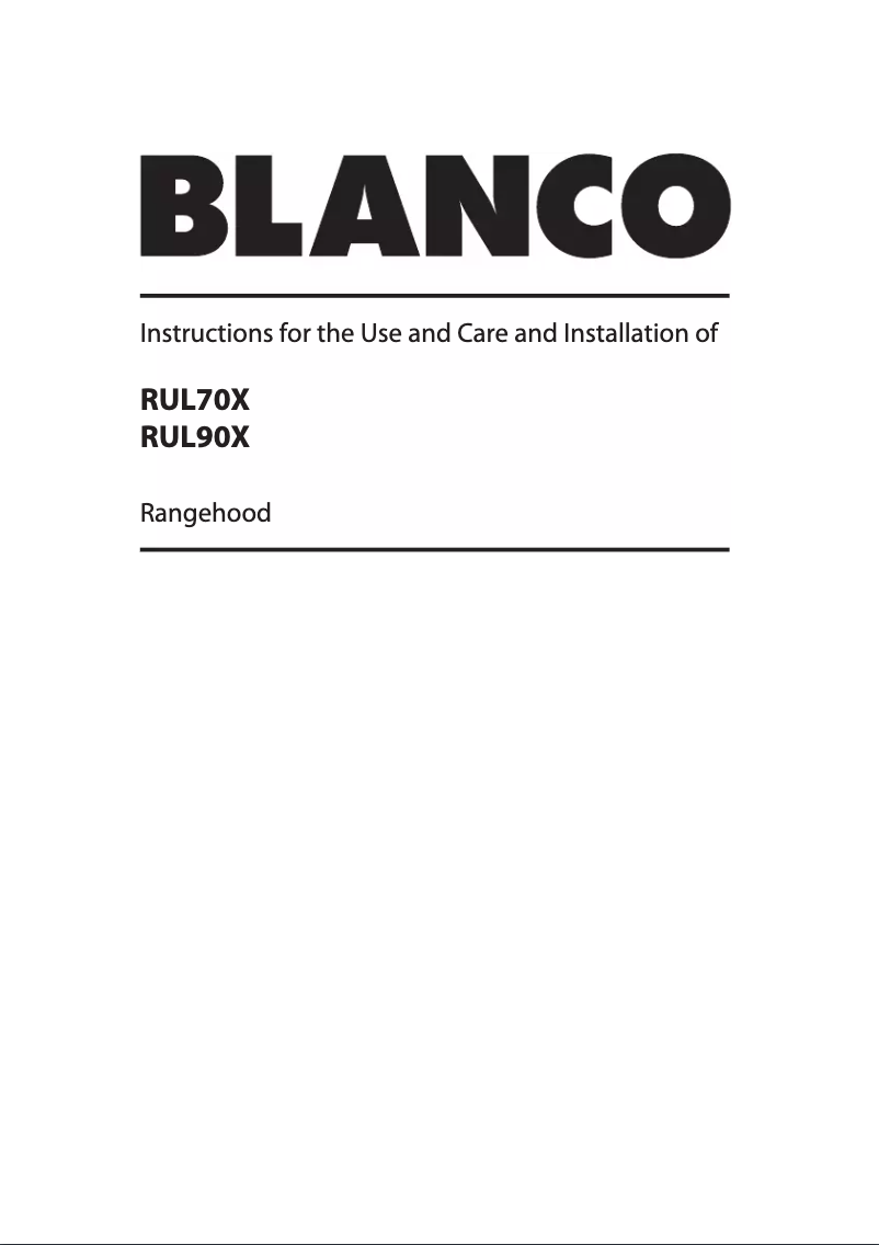 Page n°1 - Mode d'emploi BLANCO RUL90X