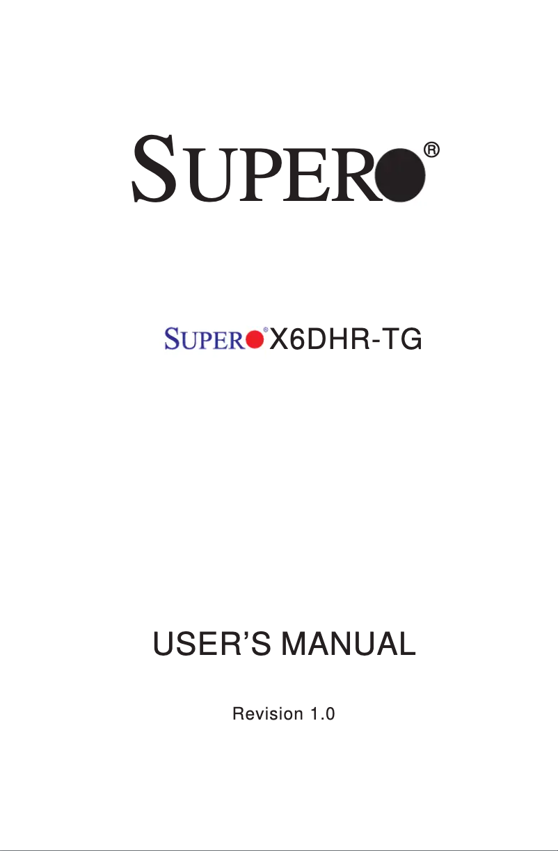 Page 1 de la notice Manuel utilisateur Supermicro X6DHR-TG
