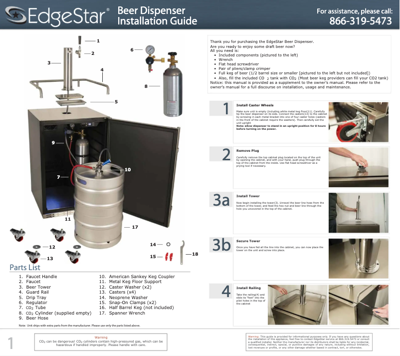 Page 1 de la notice Instructions / montage EdgeStar KC7000BBLTRIP