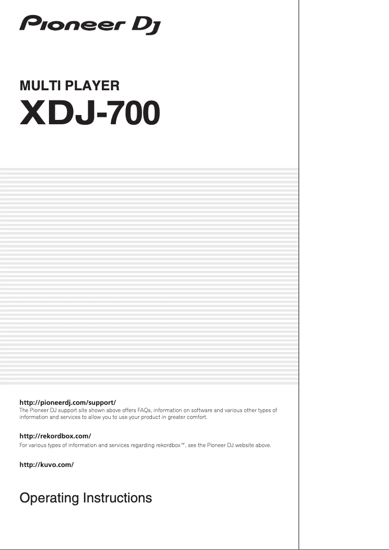 Page n°1 - Mode d'emploi Pioneer XDJ-700