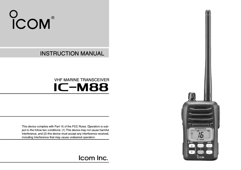 Page n°1 - Manuel utilisateur ICOM IC-M88