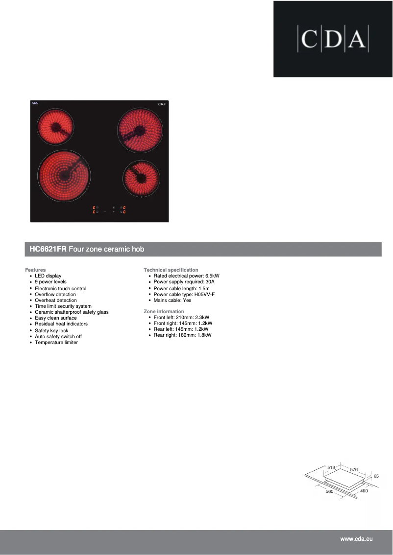 Page n°1 - Fiche technique CDA HC6621FR