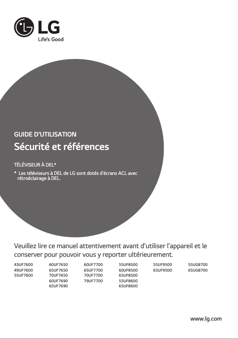 Page n°1 - Manuel utilisateur LG 65UF7650