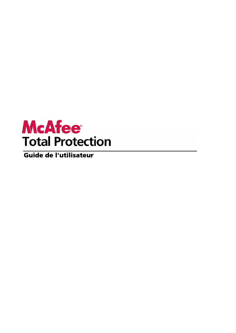 Page 1 de la notice Manuel utilisateur McAfee Total Protection 2009