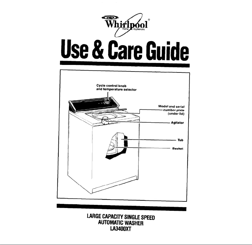Page 1 de la notice Manuel utilisateur Whirlpool LA3400XT