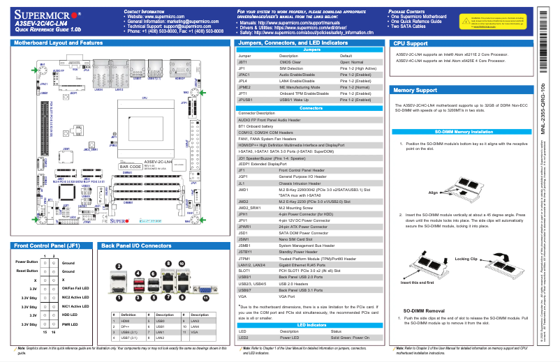 Image de la première page du manuel de l'appareil A3SEV-2C-LN4