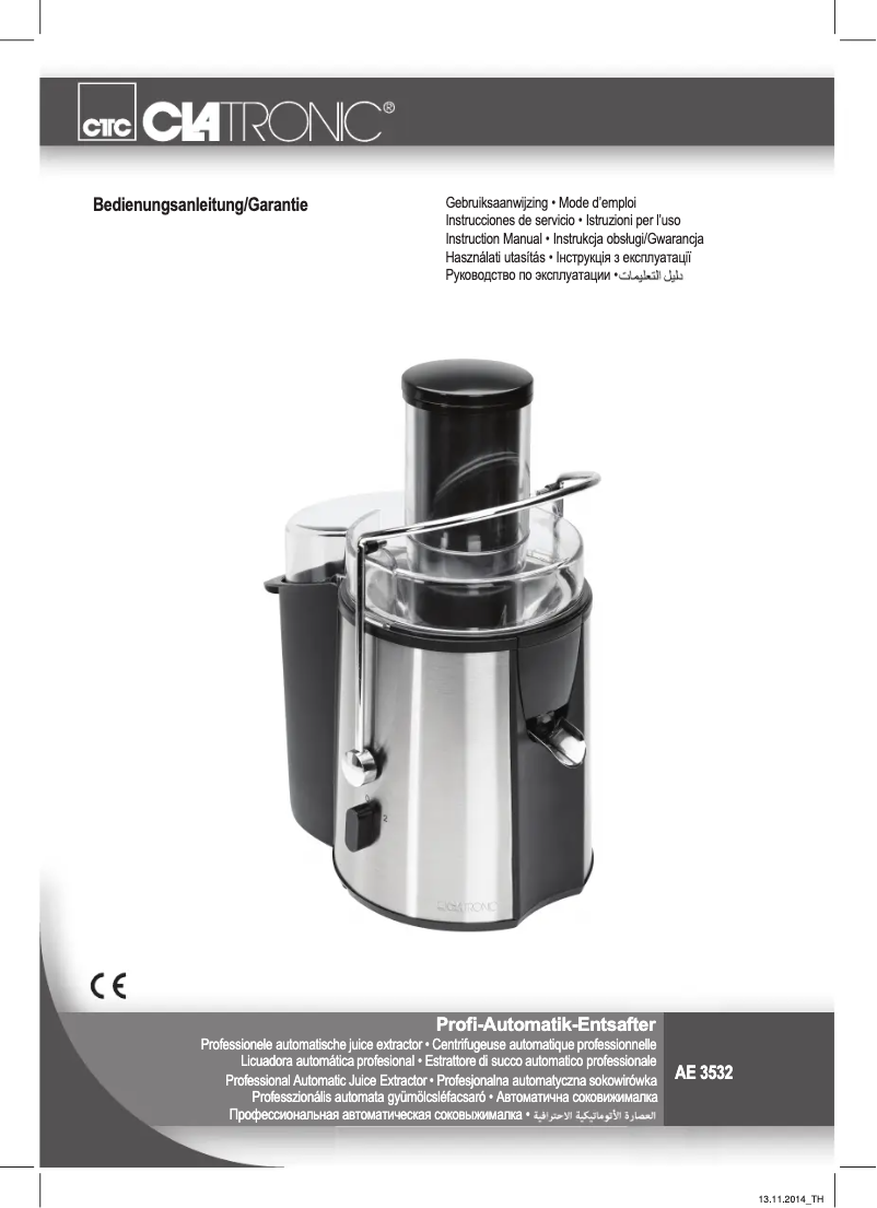 Page 1 de la notice Manuel utilisateur Clatronic AE 3532