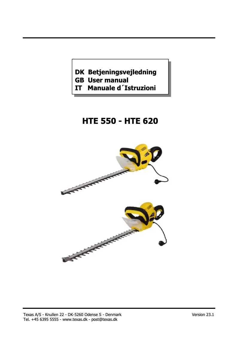 Image de la première page du manuel de l'appareil Elekstra HTE550