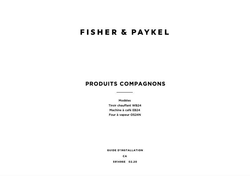 Page n°1 - Guide d'installation Fisher & Paykel OS24NDBB1