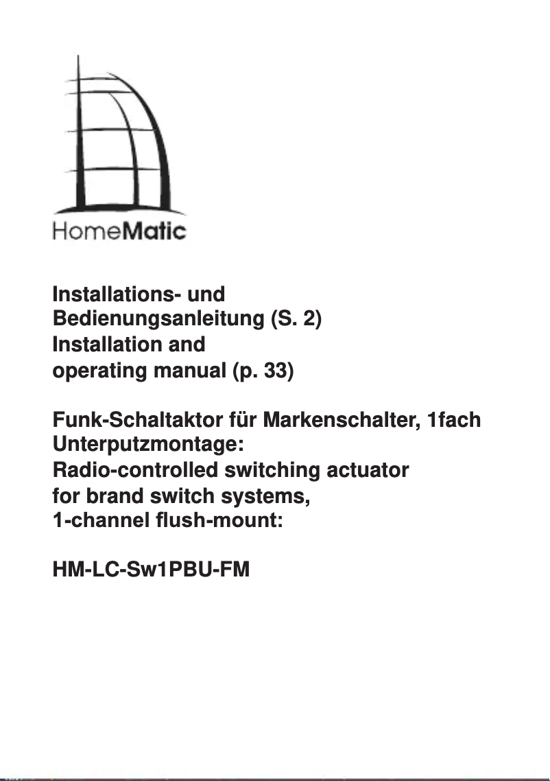 Página 1 del manual Manual de usuario Homematic IP 103029 HM-LC-Sw1PBU-FM