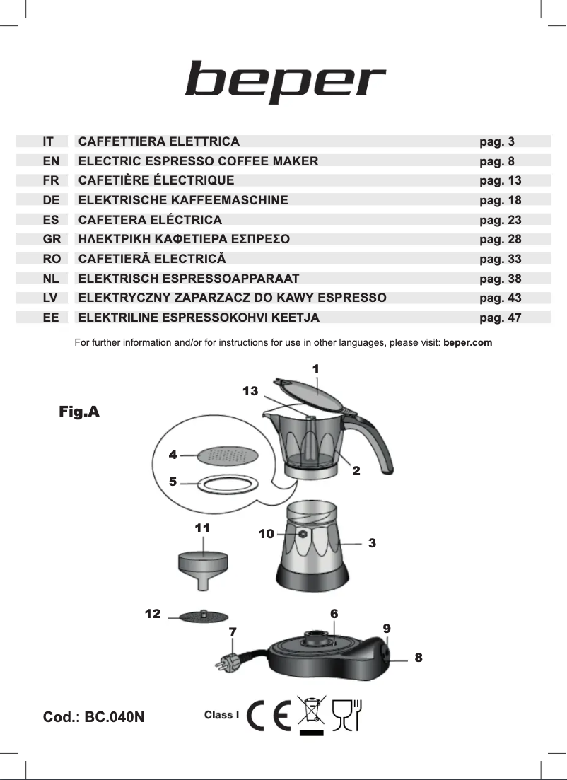 Image de la première page du manuel de l'appareil BC.040N