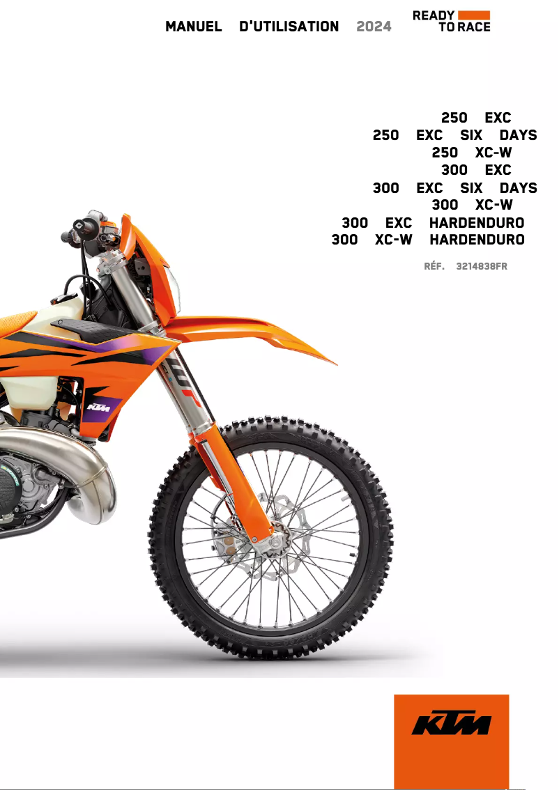 Page 1 de la notice Manuel utilisateur KTM 250 EXC (2024)