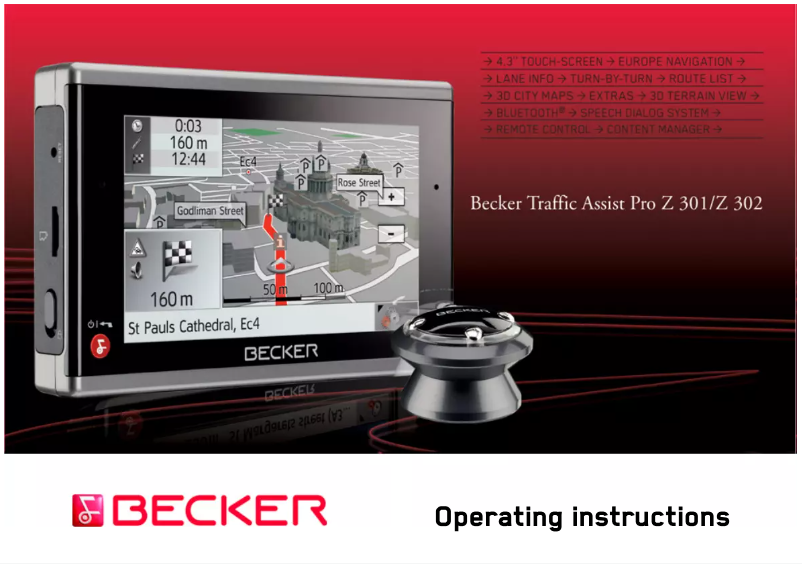 Página 1 del manual Manual de usuario Becker Traffic Assist Pro Z302