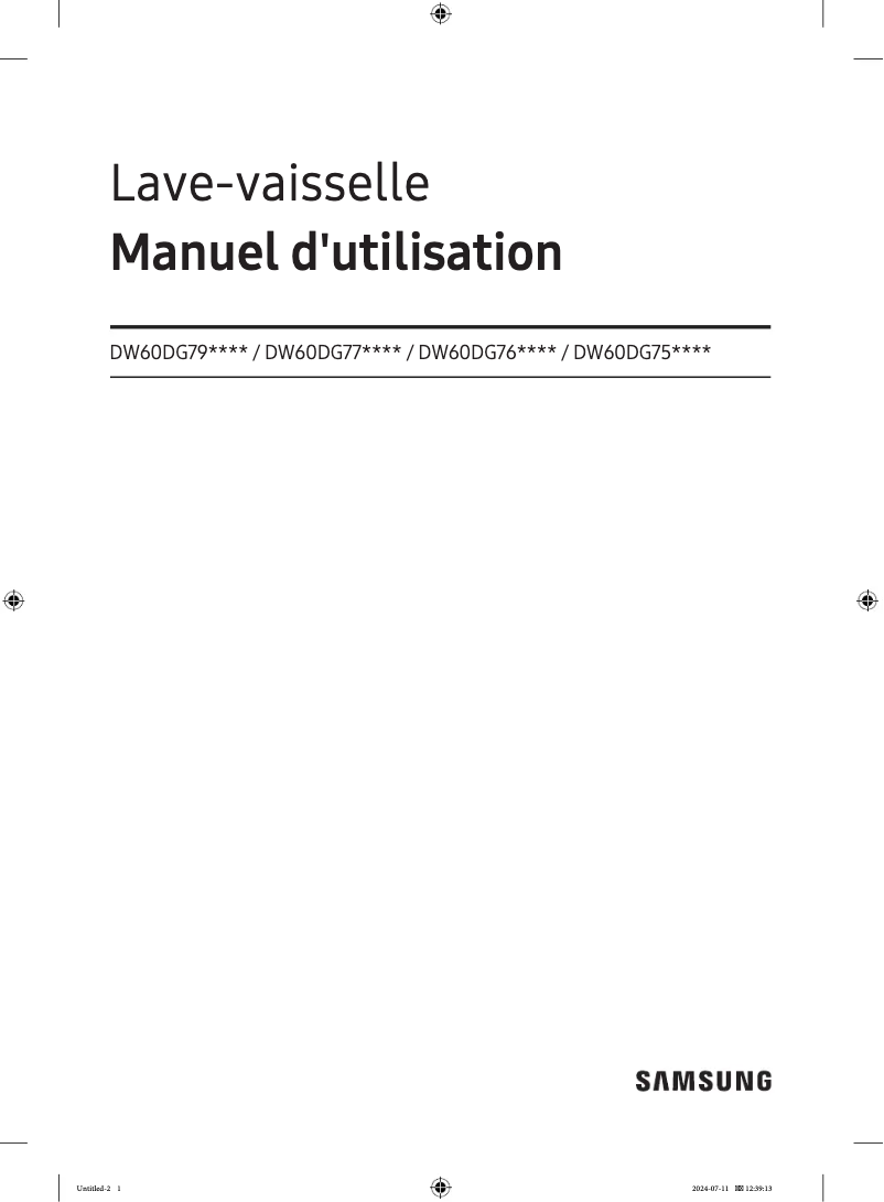 Page 1 de la notice Manuel utilisateur Samsung DW60DG770I00