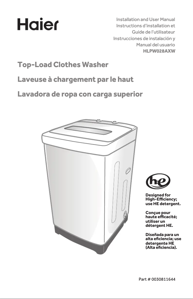 Page 1 de la notice Manuel utilisateur Haier HLPW028AXW