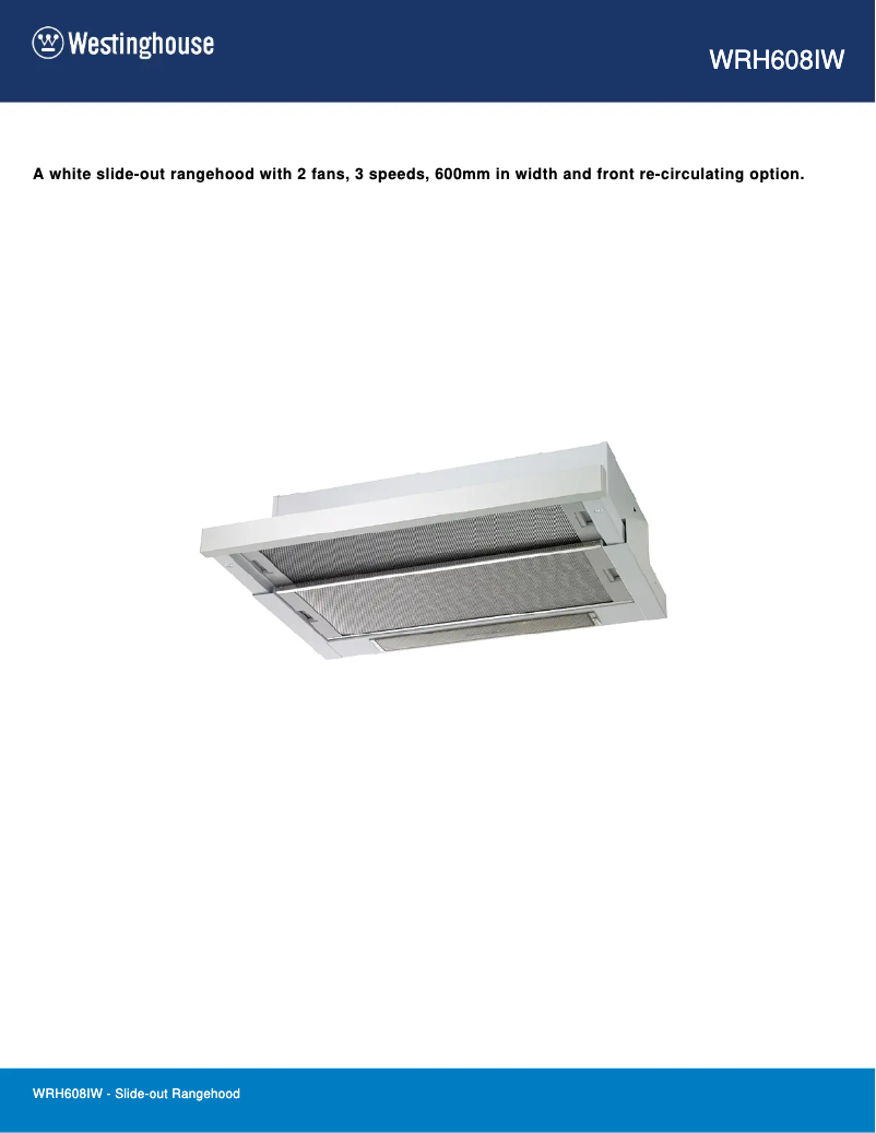 Page 1 de la notice Fiche technique Westinghouse WRH608IW