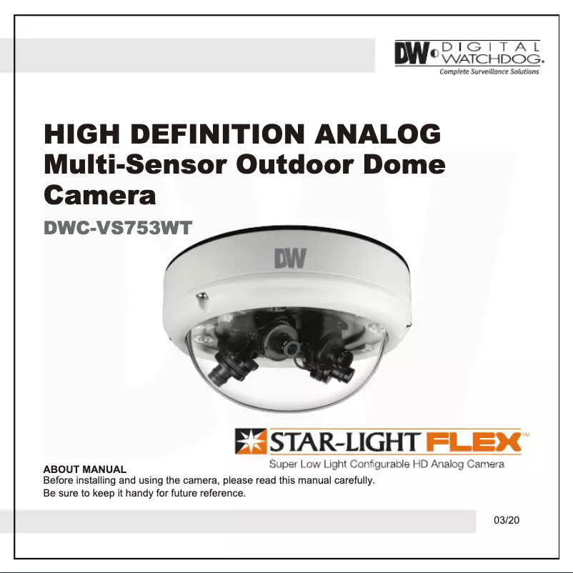 Page 1 de la notice Manuel utilisateur Digital Watchdog Star-Light Flex DWC-VS753WT2266