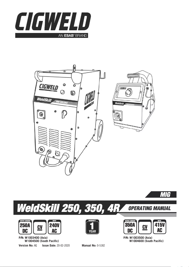 Page n°1 - Manuel utilisateur Cigweld WeldSkill 350 MIG