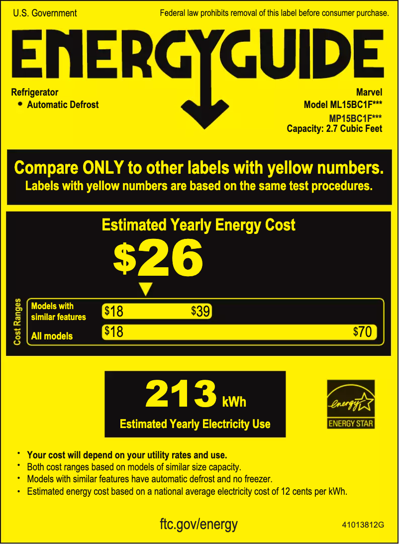 Page n°1 - Label énergétique Marvel MP15BCF4RP