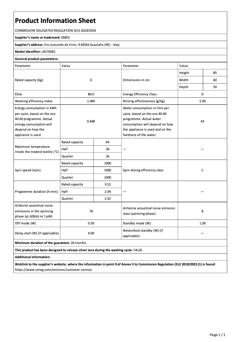 Image de la première page du manuel de l'appareil LB1T60ES