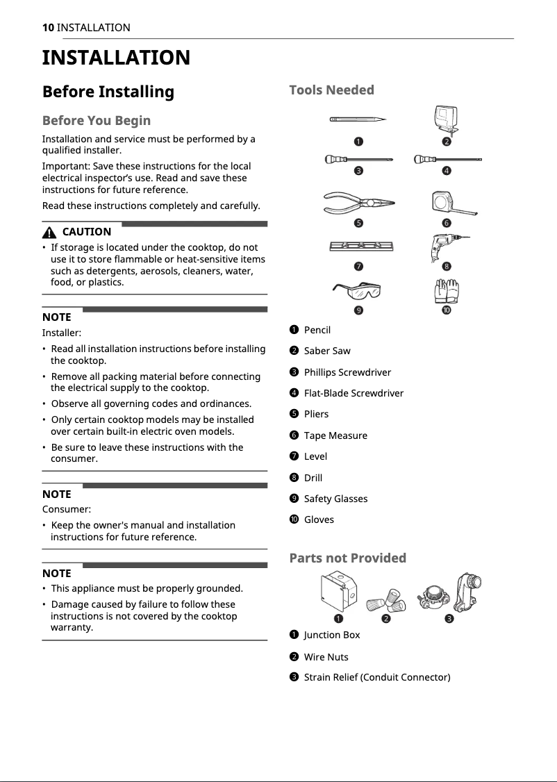 Page 1 de la notice Instructions / montage LG CBIH3017BE