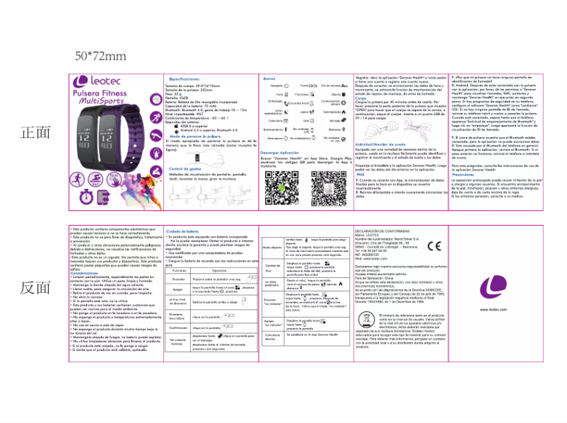 Page 1 de la notice Manuel utilisateur Leotec Pulsera Fitness MultiSports