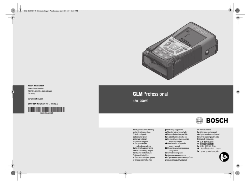 Page 1 de la notice Manuel utilisateur Bosch GLM 250 VF Professional
