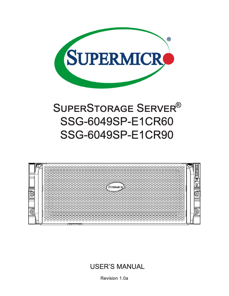 Page 1 de la notice Manuel utilisateur Supermicro SuperStorage 6049SP-E1CR60