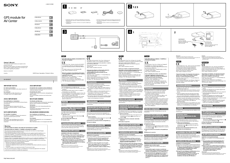 Page 1 de la notice Manuel utilisateur Sony XA-NV300T