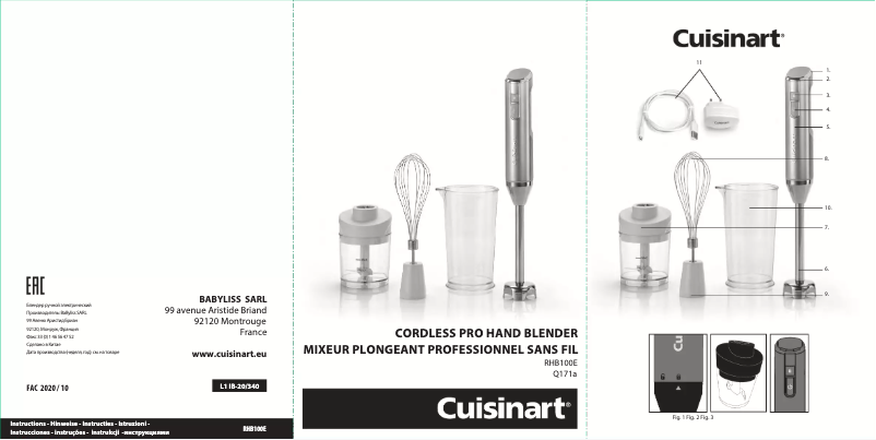 Page 1 de la notice Manuel utilisateur Cuisinart RB100E