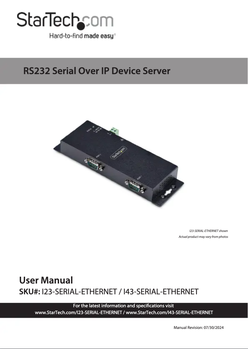 Image de la première page du manuel de l'appareil I43-SERIAL-ETHERNET