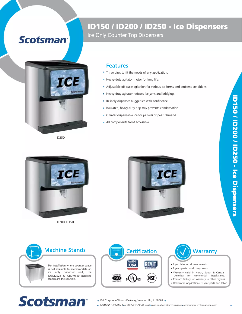 Page n°1 - Fiche technique Scotsman ID150B-1