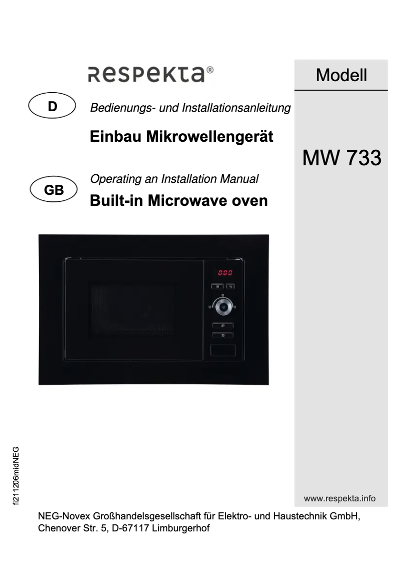 Page 1 de la notice Manuel utilisateur Respekta MW 733