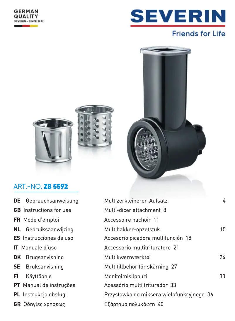 Image de la première page du manuel de l'appareil ZB 5592