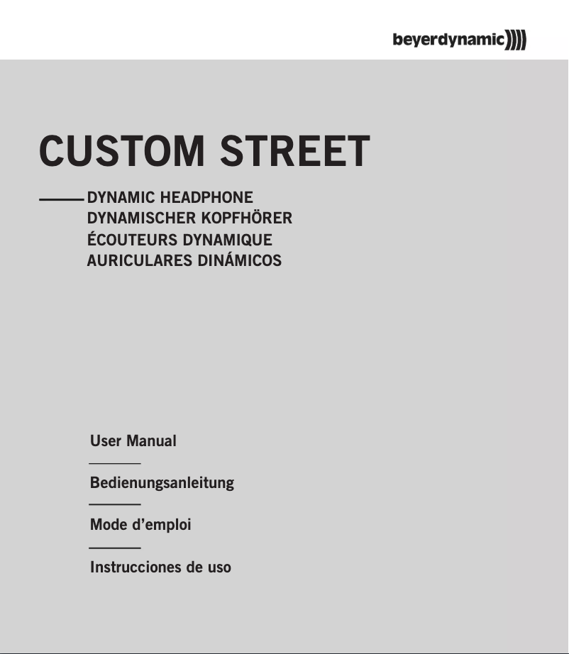 Page n°1 - Manuel utilisateur Beyerdynamic Custom Street