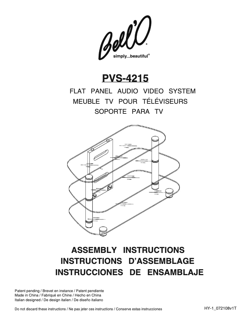 Page n°1 - Manuel utilisateur Bell'O PVS-4215HG