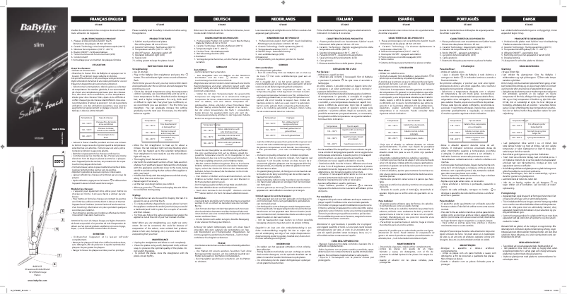 Page 1 de la notice Manuel utilisateur BaByliss ST226E